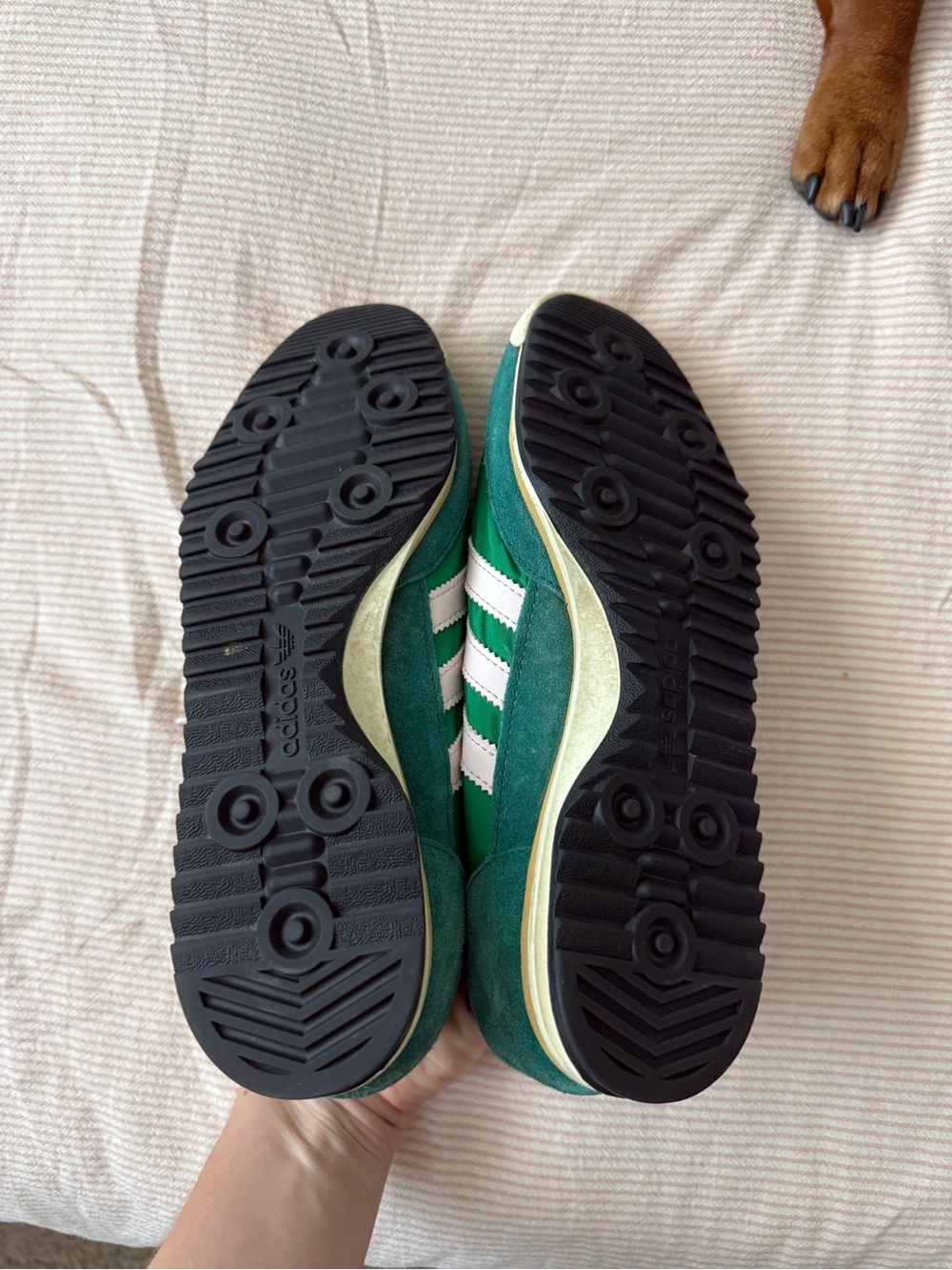 Adidas Green womens Casual Runner Sneakers with White Stripes - Picture 4 of 6